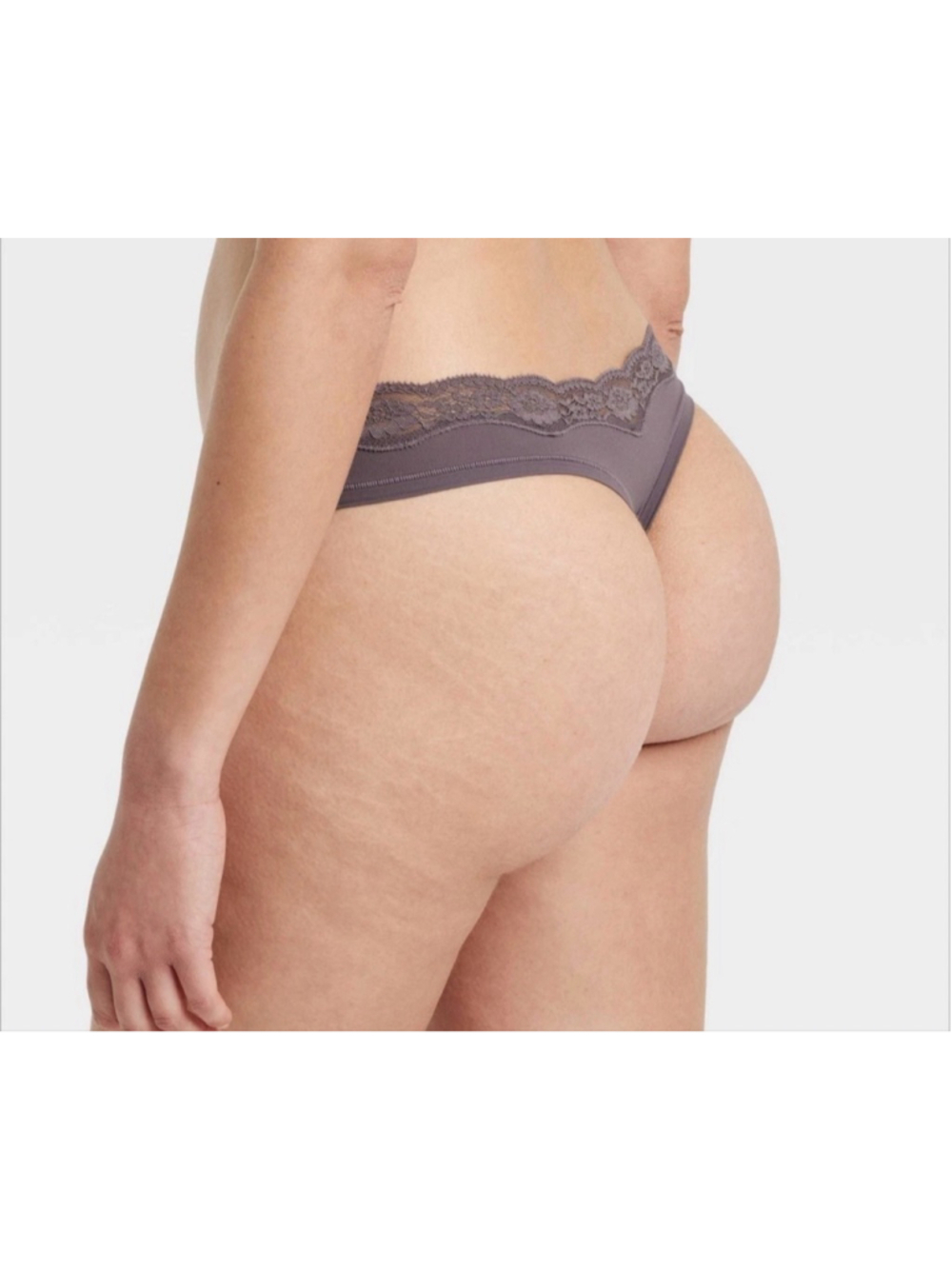 Auden Gray Lace Trim Thong Panties Women's - Picture 2 of 6